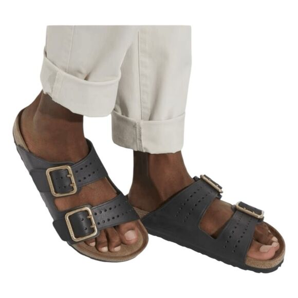 Birkenstock Arizona Bold Gap Black Leather Sandal 45 US 12 Mens - Picture 3 of 12